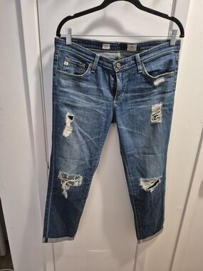Adriano Goldschmied Distressed Blue Cropped Jeans